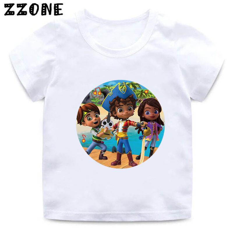 Vendita Calda T-Shirt Stampata Cartone Animato 'Ocean Santiago' Abbigliamento Divertente per Ragazze Estate Bambini Top