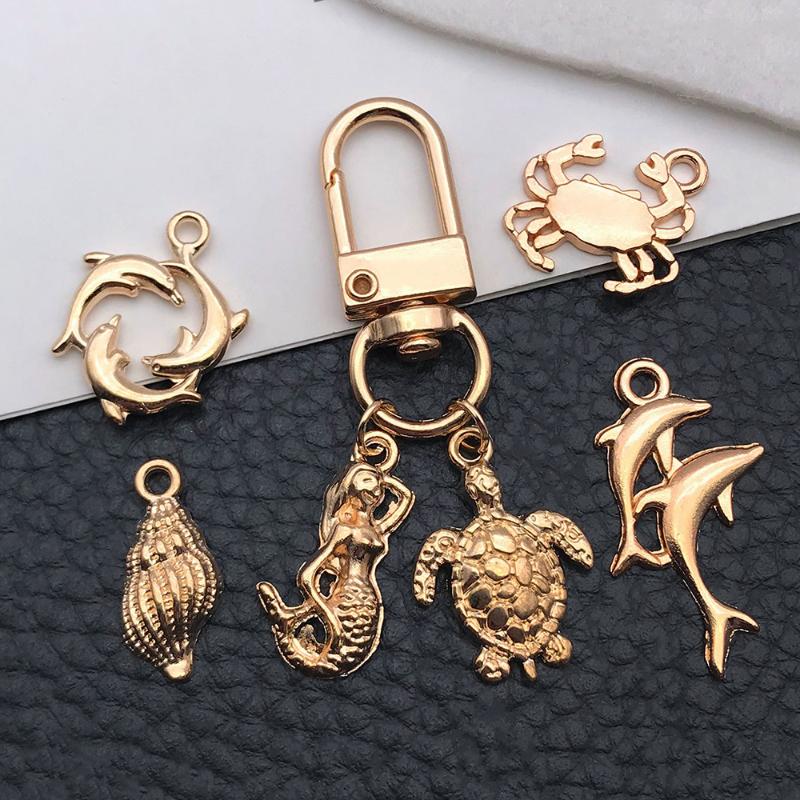 20/100Pcs Kc Silver Gold Plated Ocean-Themed Charm Set Random Assortment – Diy Jewelry Making Kit For Necklaces
