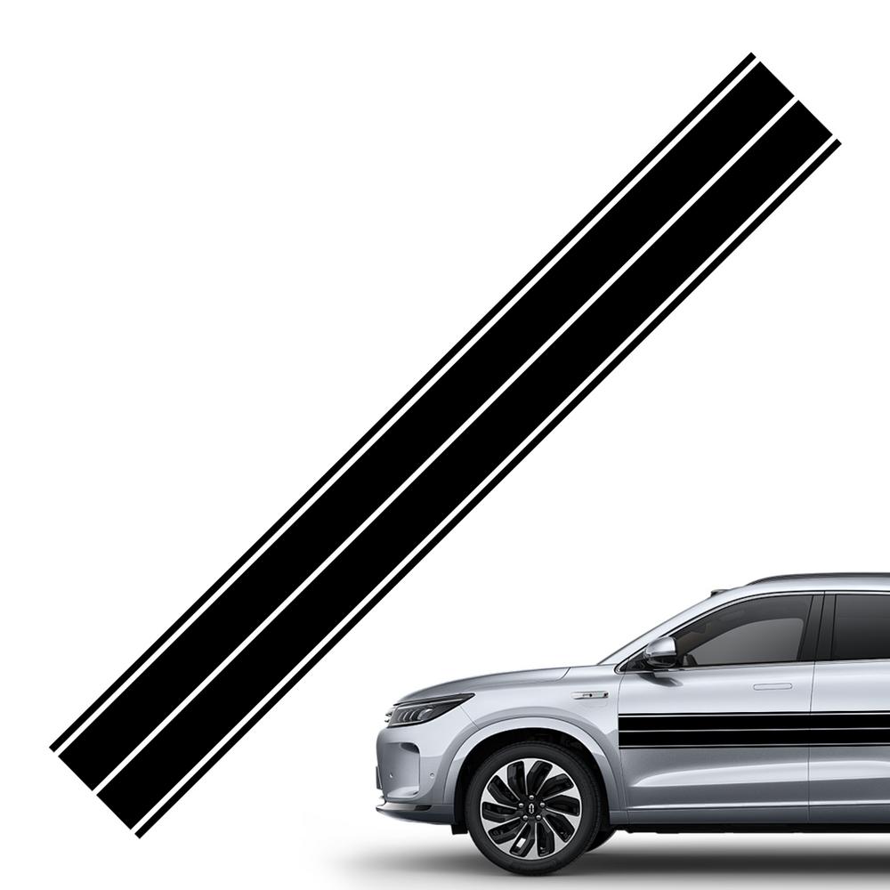 

Наклейка полоса на капот автомобиля Автомобильные гоночные полосы Наклейка на боковую часть кузова Модифицированное украшение для капота двигателя автомобиля Внешнее украшение для всех чёрный