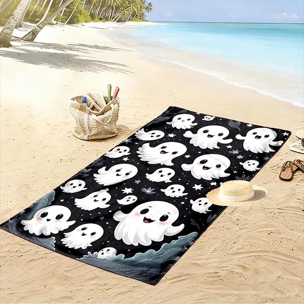 Cute Cartoon Ghosts Night Sky Design Beach towel quick-drying for travel outdoor sports jogging beach and swimming