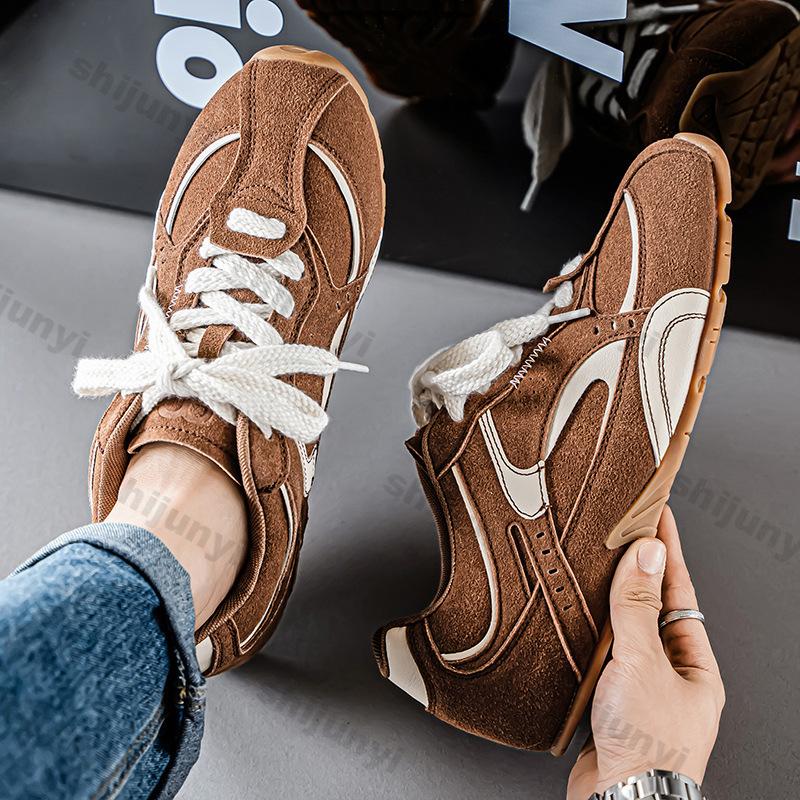 Men's Vulcanized Shoes 2026 Autumn New Vintage Fashion Lace Up Casual Flats Lightweight Comfortable Outdoor Non Slip Sneakers