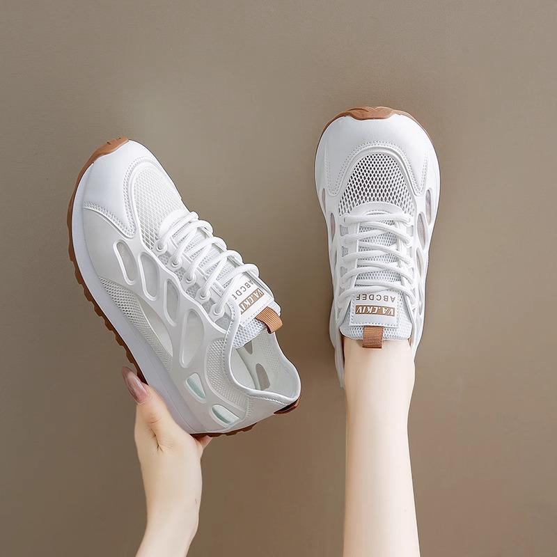 Hollow mesh white shoes 2025 summer new breathable Forrest Gump shoes casual soft sole hole sports shoes women's mesh shoes