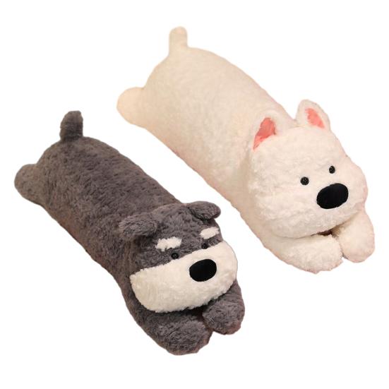 Stuffed Dog Pillow Fuzzy Dog Plush Toy Fluffy Cuddle Pillow Cute Animal Long Pillow Sofa Bed Use Cushion Gift for Kids Adults