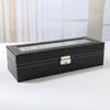 PU Leather Watch Storage Box with Transparent Window, Available in 6 or 12 Slots