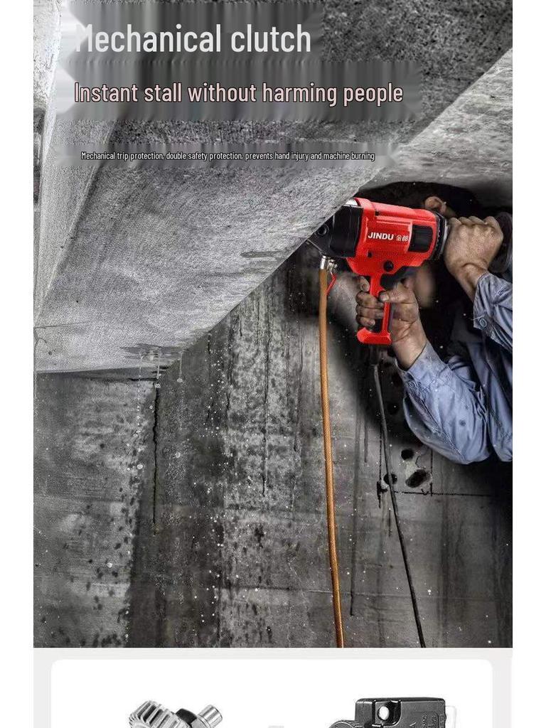 Jindu High-Power Handheld Wet/Dry Diamond Core Drill with Desktop Stand for Concrete & AC Hole Drilling