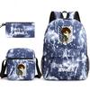 3 Piece School Backpack Set for Students Large Capacity Oxford Cloth Schoolbag with Shoulder Strap and Pencil Case