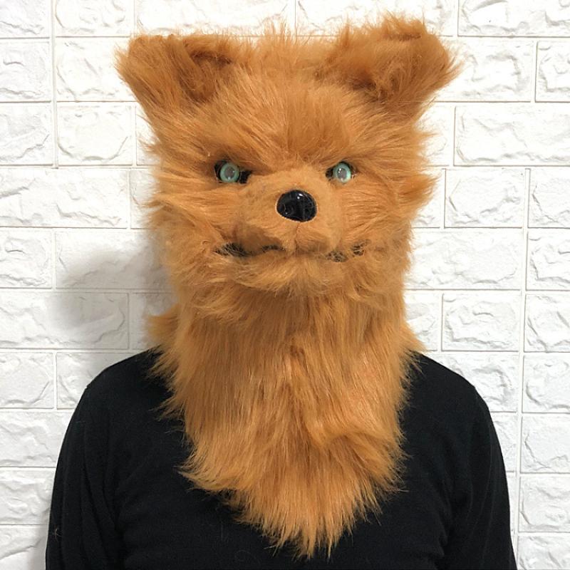 Open Mouthed Parody Wolf Head Mask Cute Animal Headpiece Funny Performance Prop Costume Party Halloween 1PCS