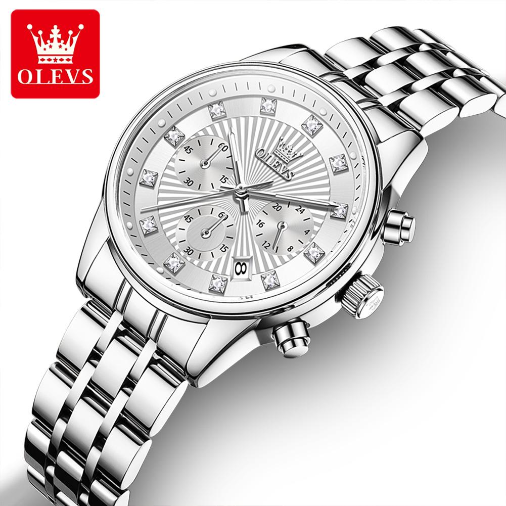 New Business Womens Watches Luxury Leather Chronograph Quartz Watch for Ladies Fashion Wristwatch Relogio Mujer