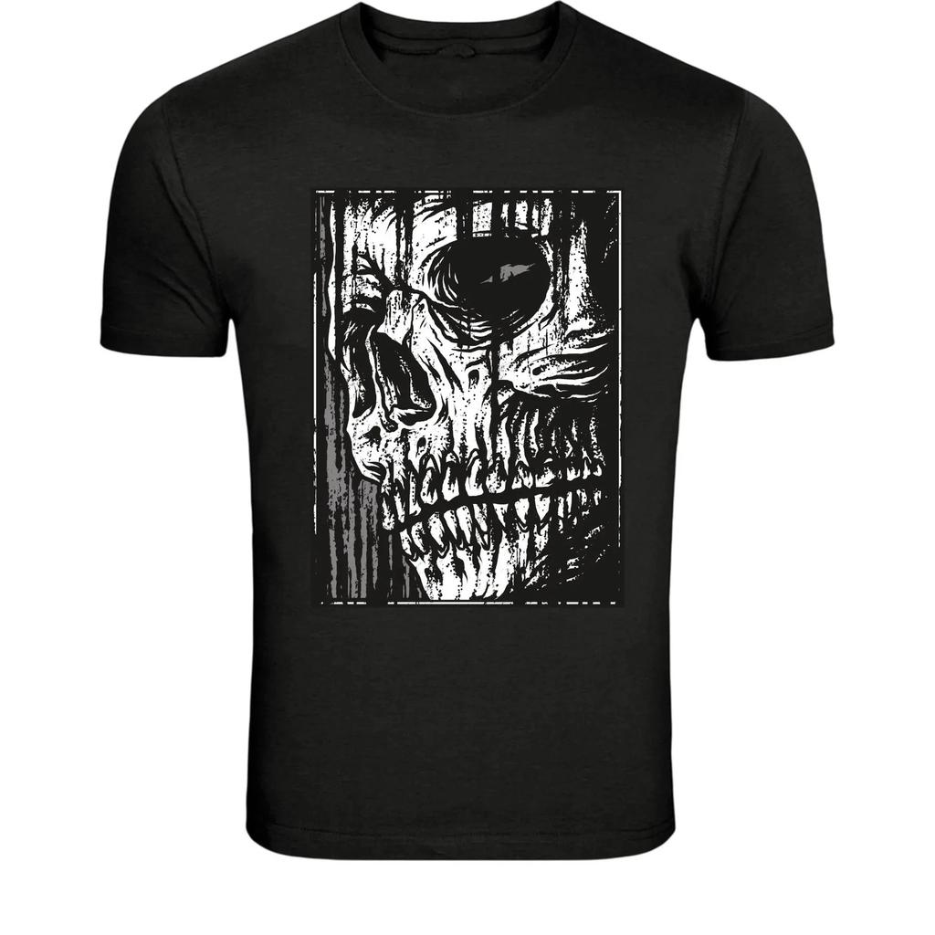 Dark Horror Skull Face T-Shirt - Gothic Skeleton Graphic Tee