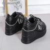 9CM Absatzsteigernde Plateau Punk Damen Schuhe Klobige Sohle Sneaker Schwarz Zapatillas De Mujer Größe 35-42 Zapatos De Mujer