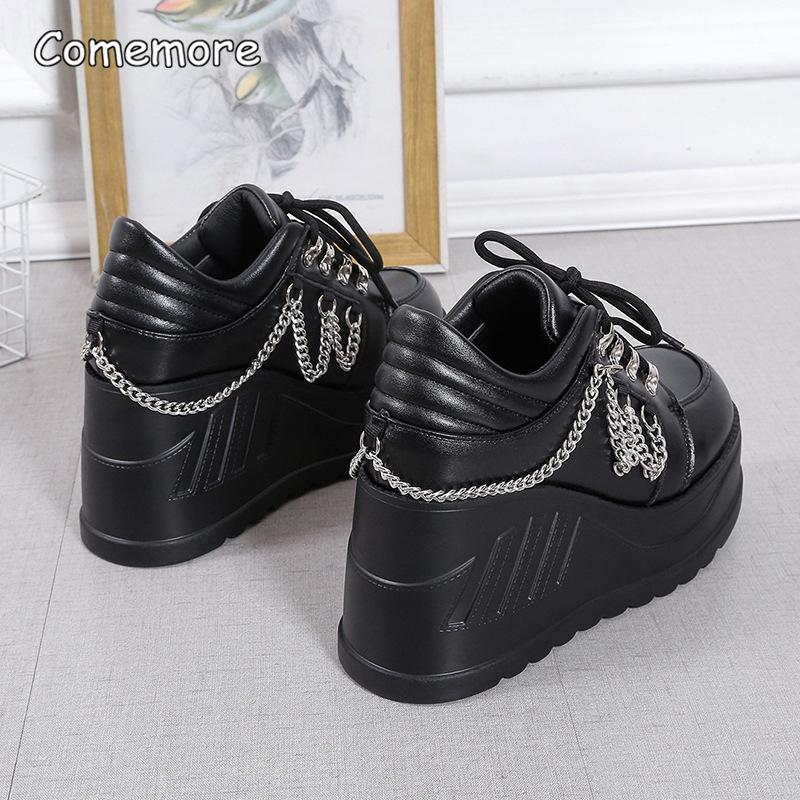 9CM Absatzsteigernde Plateau Punk Damen Schuhe Klobige Sohle Sneaker Schwarz Zapatillas De Mujer Größe 35-42 Zapatos De Mujer