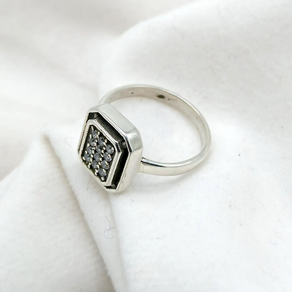 925 Sterling Silver CZ Handmade Women Ring, Anniversary Gift Ring, Wedding Gift Ring, Square Men Simple Ring