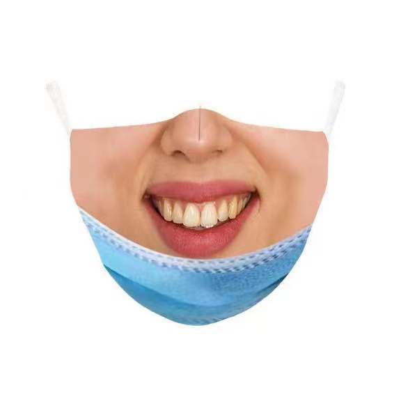 Creative Funny Face Mask With Adjustable Ear Loops Unisex Summer Winter Allseason