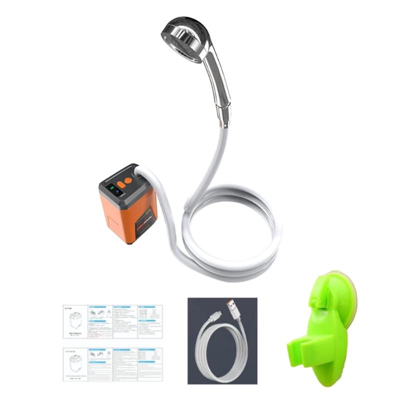 Portable Camping Shower Outdoor Handheld Electric Shower Rechargeable Electric Shower Pump for Hiking Travel Beach оранжевый