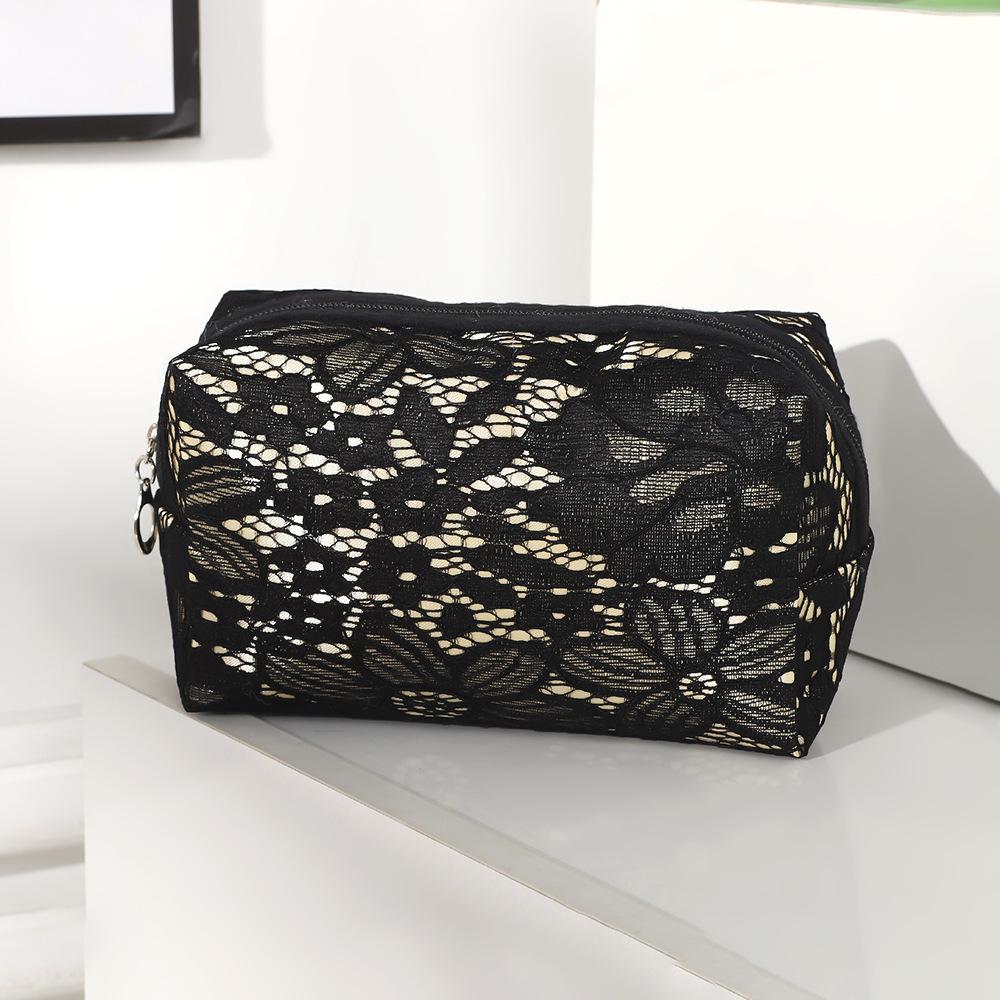 Lace Mesh Women's Makeup Bag Large Capacity Cosmetic and Jewelry Organizer Bag Zipper Square Portable Toiletry Bag