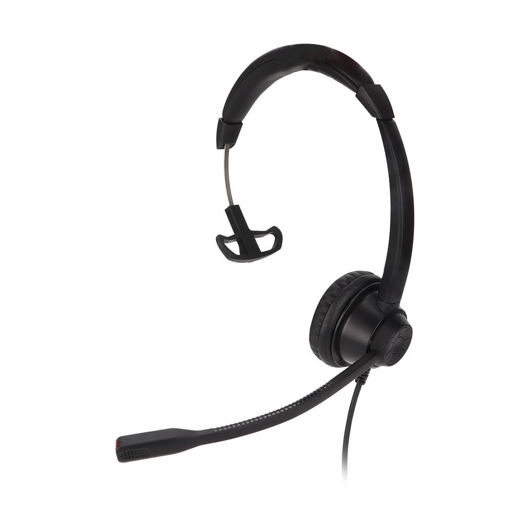 Single Ear Telephone Headset Noise Reduction Volume Adjustment Mute USB Business Headset with Mic Black H390‑USB‑1