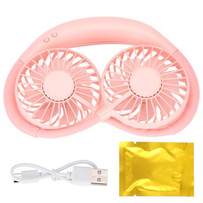 Ventilador USB de Banda para el Cuello Portátil Deportivo Mini de Plástico para Colgar del Cuello 3 Velocidades LED Recargable