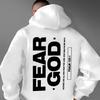 Men Pullover Hoodie Black FEAR GOD Vertical Large Bold Letter Psalm