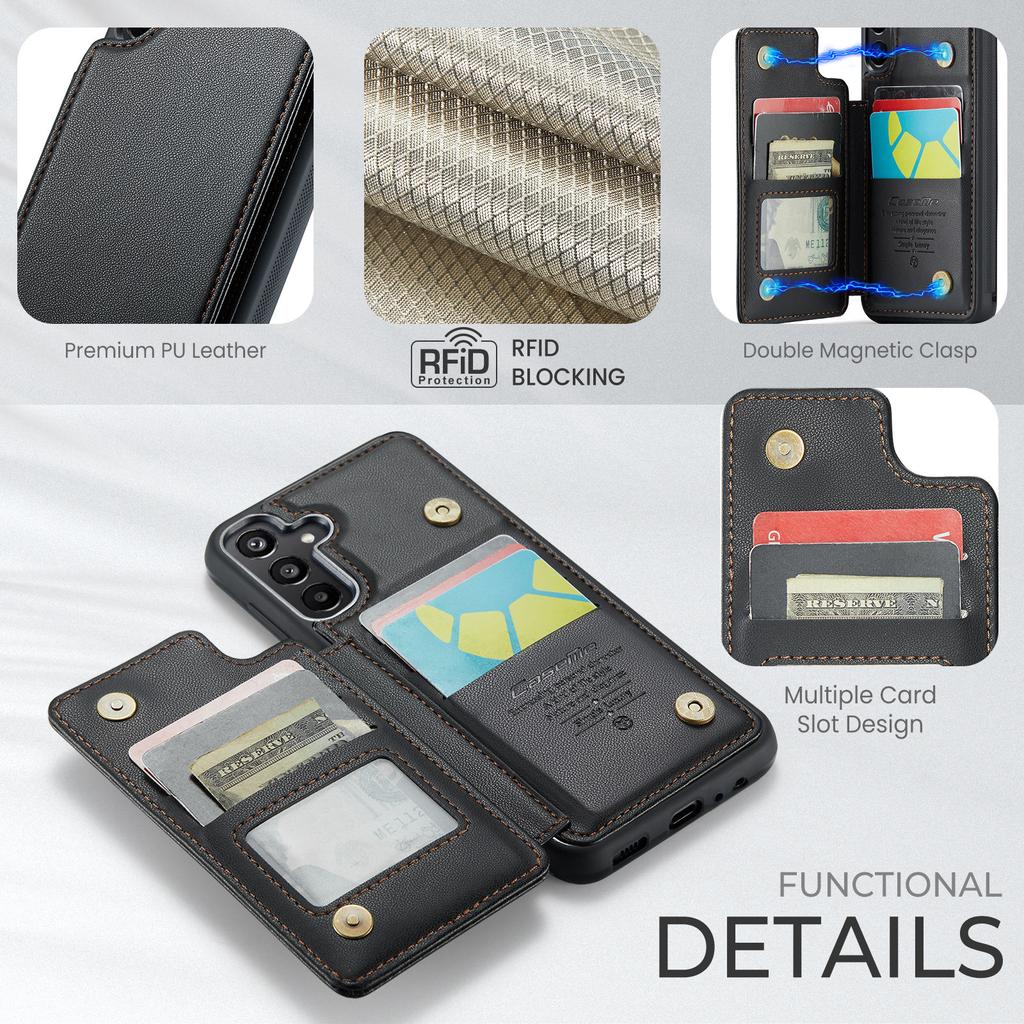 For Samsung Galaxy A55 A35 A25 5G Wallet Case with Card Holder & RFID Blocking, Durable Leather Kickstand Magnetic Clasp Cover