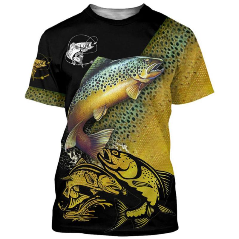 Summer Carp Fishing Print T-shirts For Men Outdoor Catfish Printing Loose  Short Sleeve Quick Drying Tee Shirt Casual Street Top
