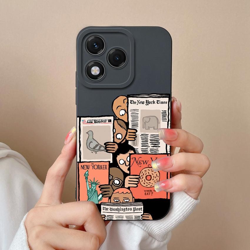 Phone Case For Huawei Honor X8 X6b 400 Lite X9c X7c X60 X5b X8c Fashionable Smiley Face Pattern Square Liquid Silicone Anti Slip Shell For Huawei Capa