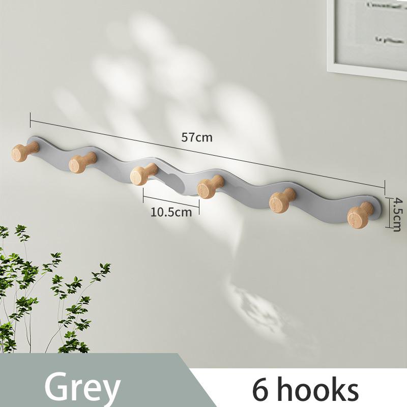 Punch-Free Wave Shape Hook On The Door Iron Raw Wood Living Room Hanging Clothes Hook Bedroom On The Door Wall Clothes Storage