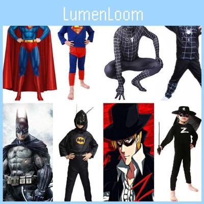 Erksavärvilised laste Halloweeni Supermani, Nahkhiiremehe, Ämblikmehe Cosplay kostüümid riidekomplektid
