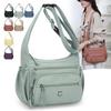 Waterproof Nylon Crossbody Bag for Women Multi Pocket Shoulder Handbag with Wide Strap
