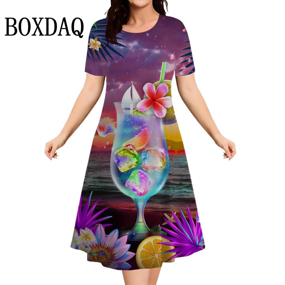 

2026 New Fashion Summer 3d Printing Short-sleeved Mini Dress Women s Casual O-neck Prom Party Beach Holiday Dress S