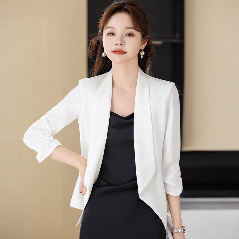 Teluoman Women's Seven-Quarter Sleeve Blazer Jacket