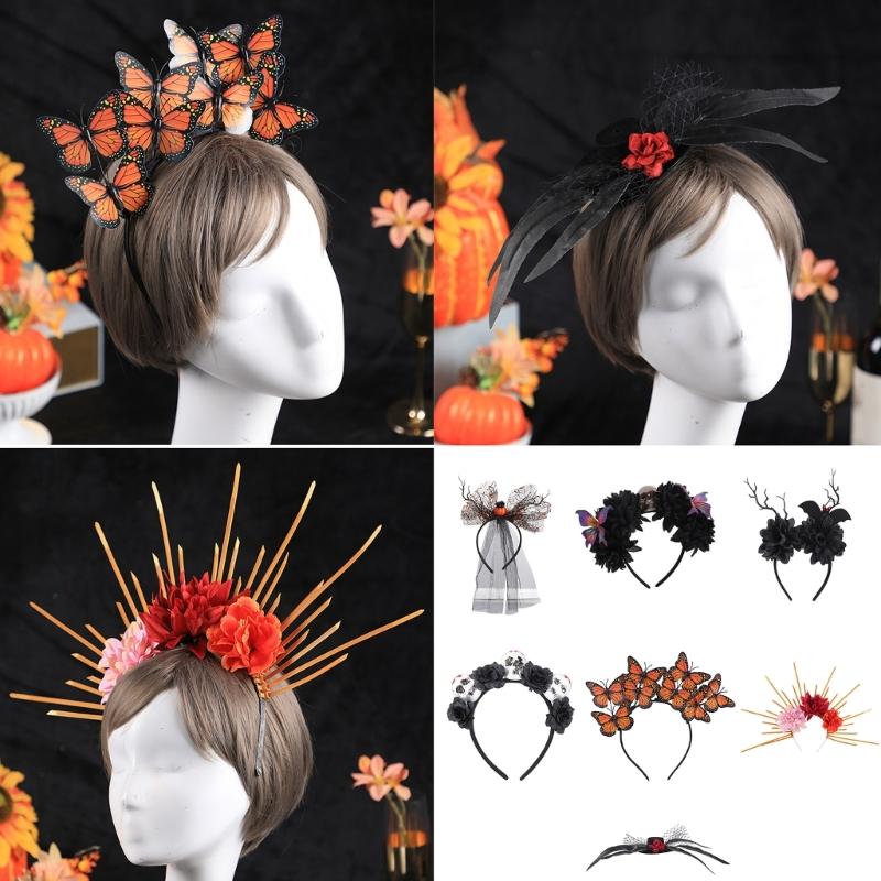Plastic Skull Headbands For Halloween Parties Gothic Costume Accessory Portable Hair Decors