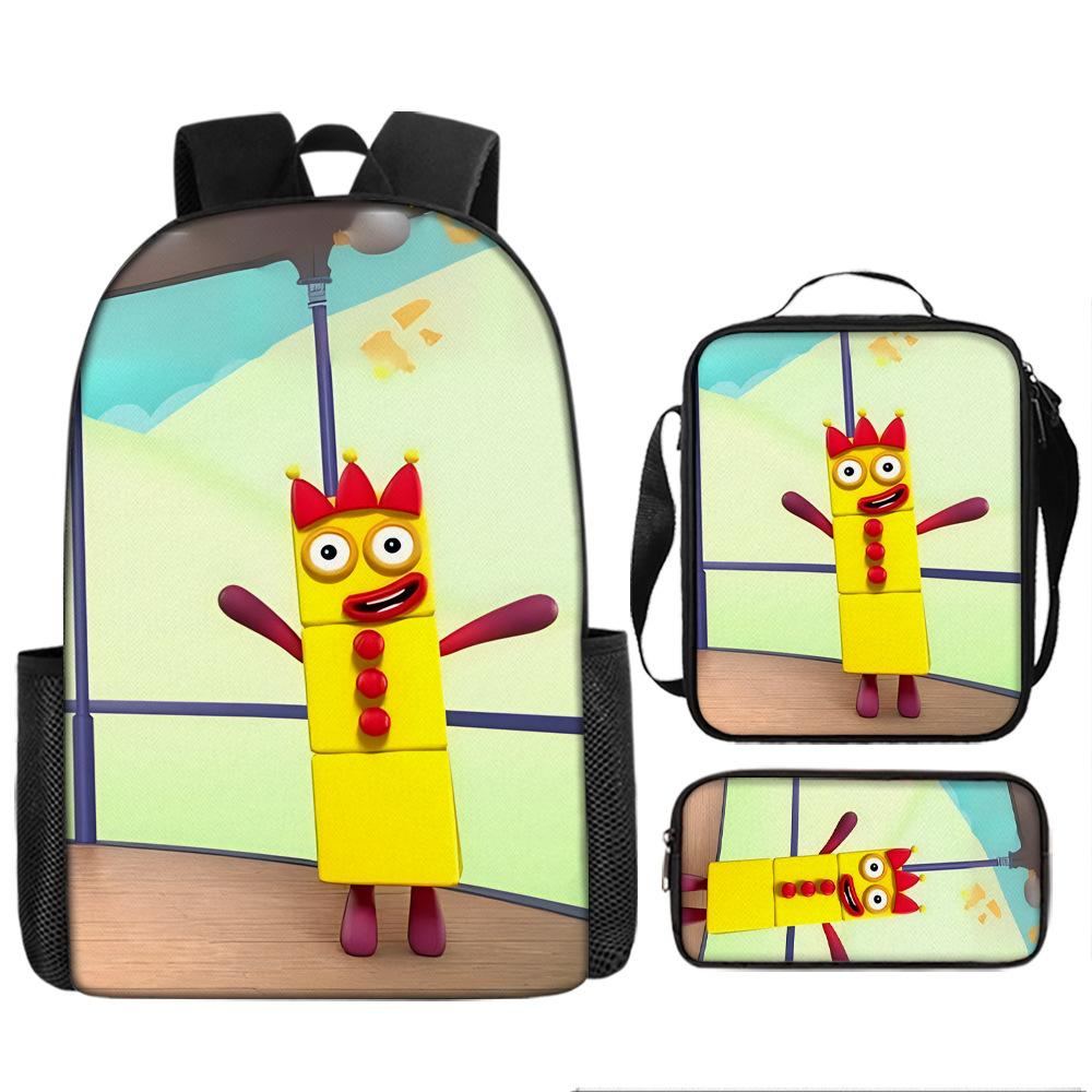 Digital Building Blocks Numberblocks School Bag Large Capacity Game Backpack Satchel Bag Pencil Bag Backpack Three-piece Set