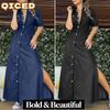 Fashion Summer Spring Solid Color Print POLO Neck Casual Dresses