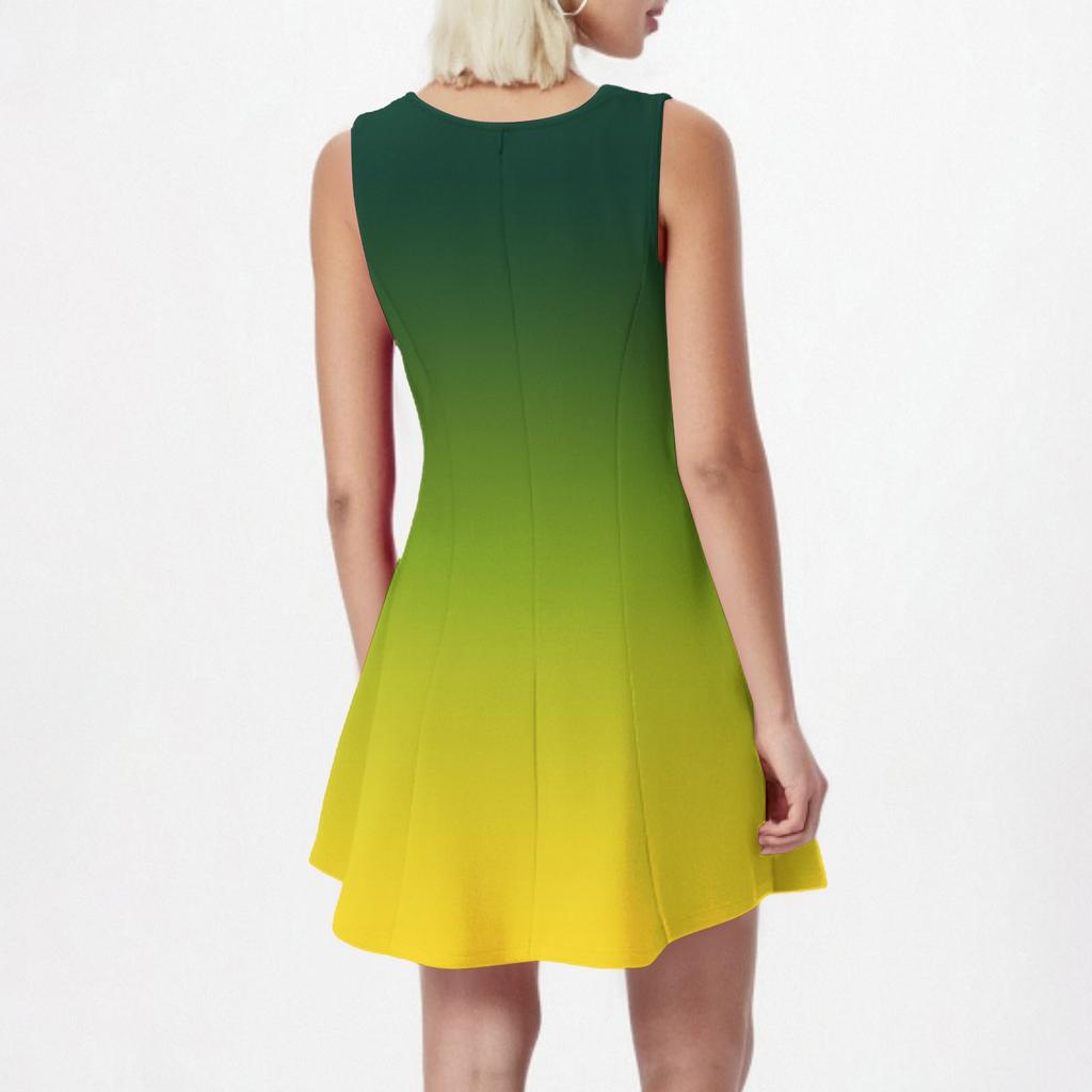 Women's Fashionable Casual Printed Sleeveless Round Neck Dress Sleeveless Round Neck Dress