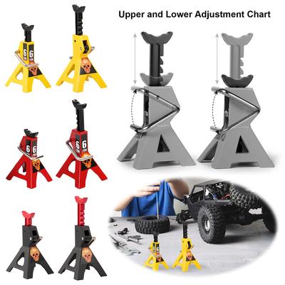 2 Pcs Simulation Metal 6T Jack Repair Stand Height Adjustable 6T Jack Repair Tool Mini 6T Jack Stands for 1/10 RC Crawler Car