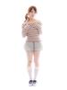 Guleumkim Vintage Stripe Button Sleeved Top