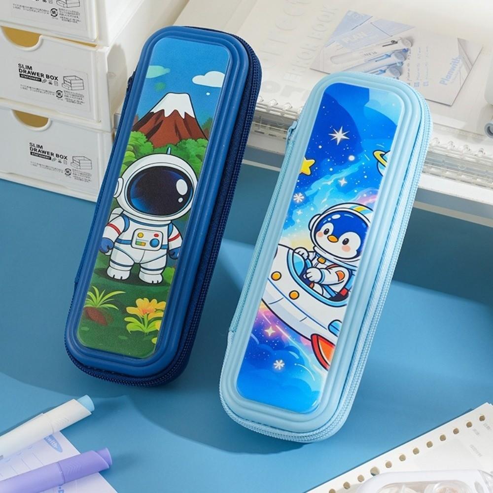 Multi-Layer Pencil Case Cartoon Print Stationery Box Kawaii Pen Bag  Students