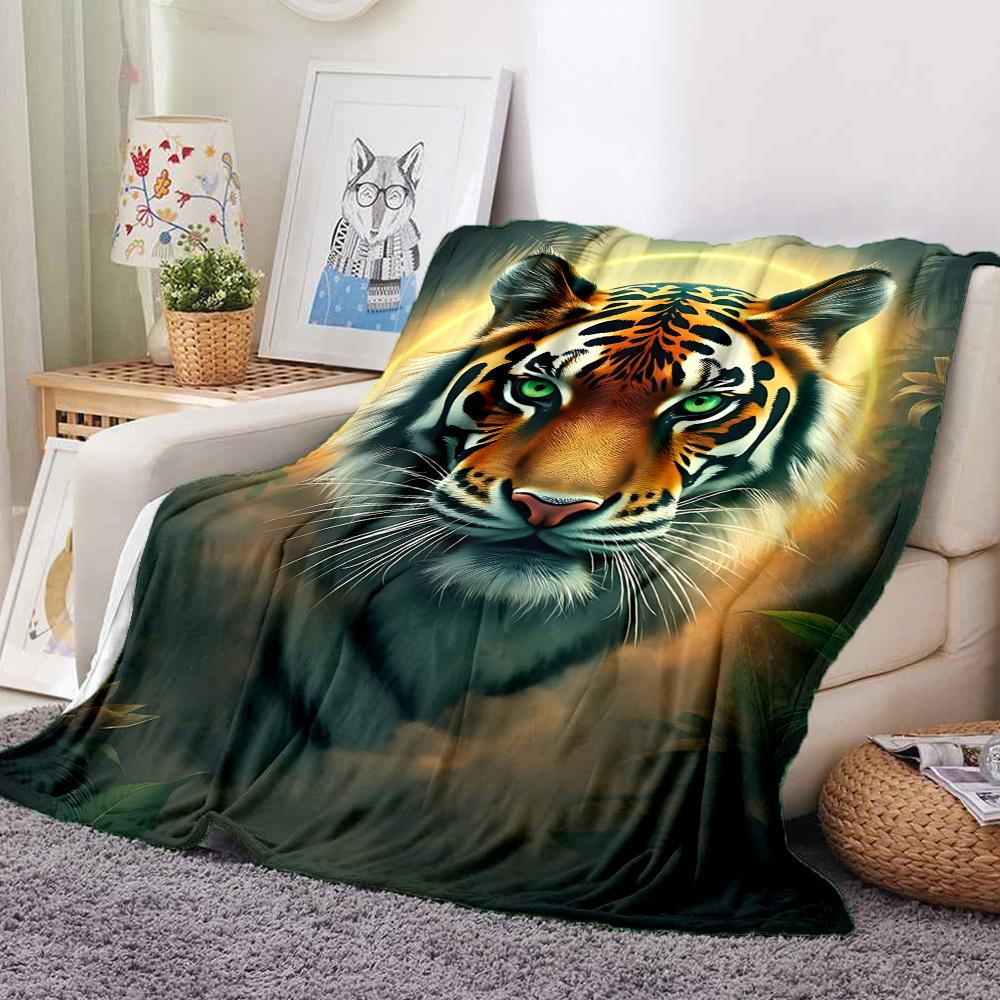 1PC Tiger Print Blanket, Throw For Sofa, Bed, Travel, Camping, Livingroom, And Bed, Printing Blanket With Soft And Warm Fabric Yy250918164