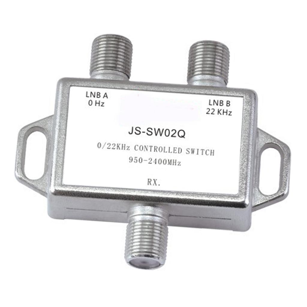 Satellite Switch 022KHz 2 in 1 Out Compact Zinc Alloy TV Signal Switch for Switching TV Channel