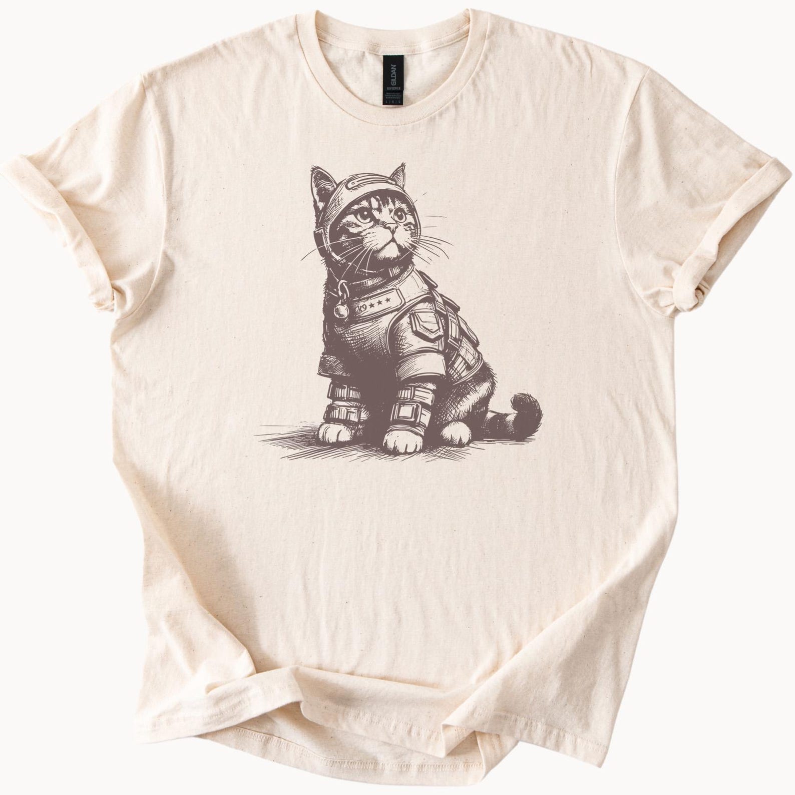 Astronaut Cat T-Shirt Space Kitten Lover Tee Cosmic Feline Graphic Top 100