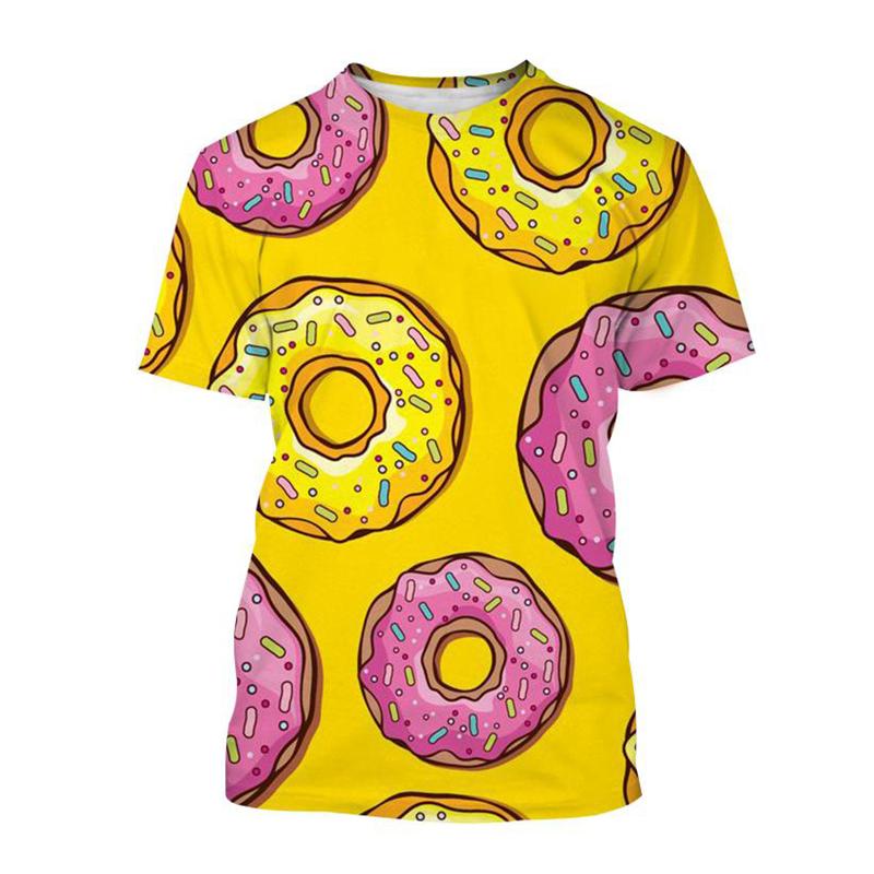 Cute Donuts 3D Print T-shirt Chocolate Donut Food Graphic T Shirt For Men Harajuku