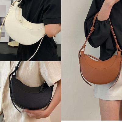 Women's French Niche Half-Moon Saddle Bag - Crescent Underarm and Crossbody, Ideal for Work and Commute