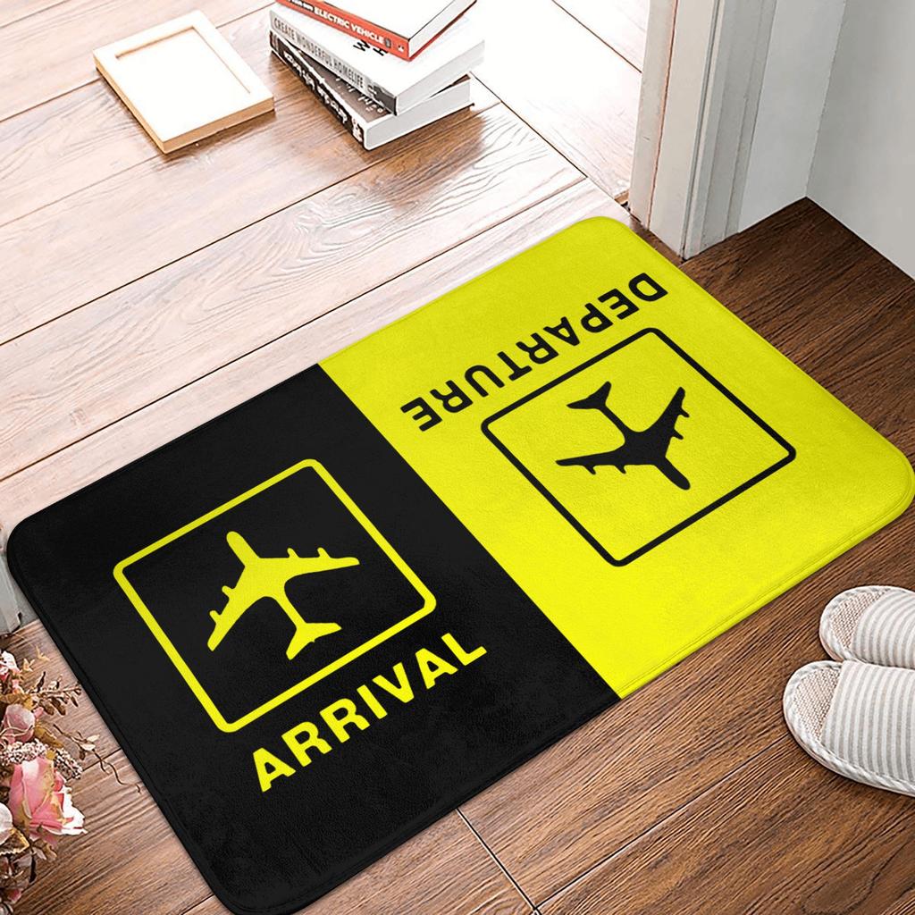 Aviation Departures Arrivals Doormat Anti-Slip Bath Kitchen Mat Bedroom Balcony Floor Door Entrance Carpet Rug