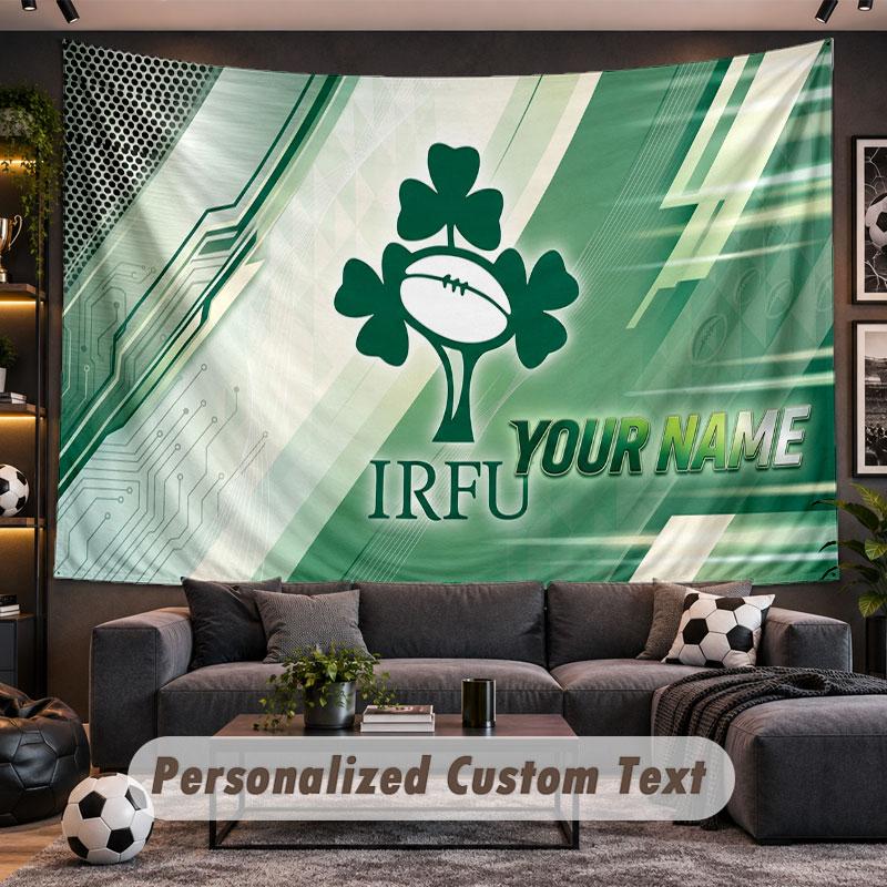 Wall Hanging Tapestry Custom NameIreland Rugby Pattern Personalized Printed Fabric Wall Decor