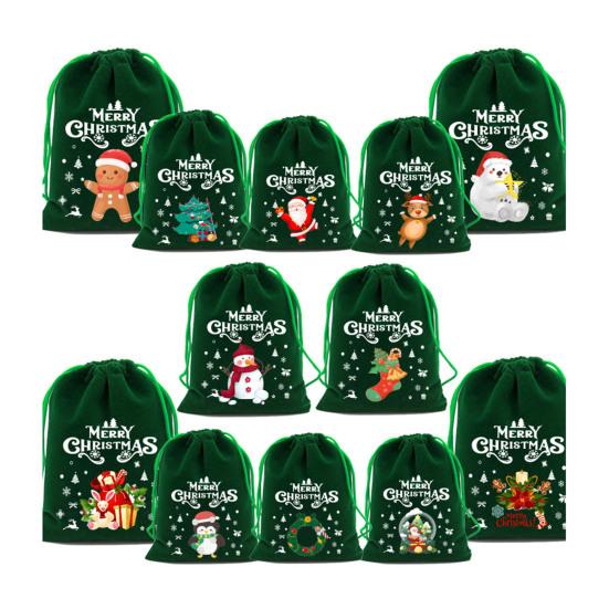 

Красные рождественские подарочные мешочки на шнурке, тканевые мешочки для угощений, для карамельных яблок, праздничные подарочные пакеты, принадлежности для класса Large зелёный