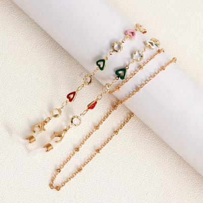 Glasses Anti-skid Rope Drip Glaze Colored Love Diamond Inlaid Handmade Chain High-end Glasses Chain Mask Lanyard Face Chain Female