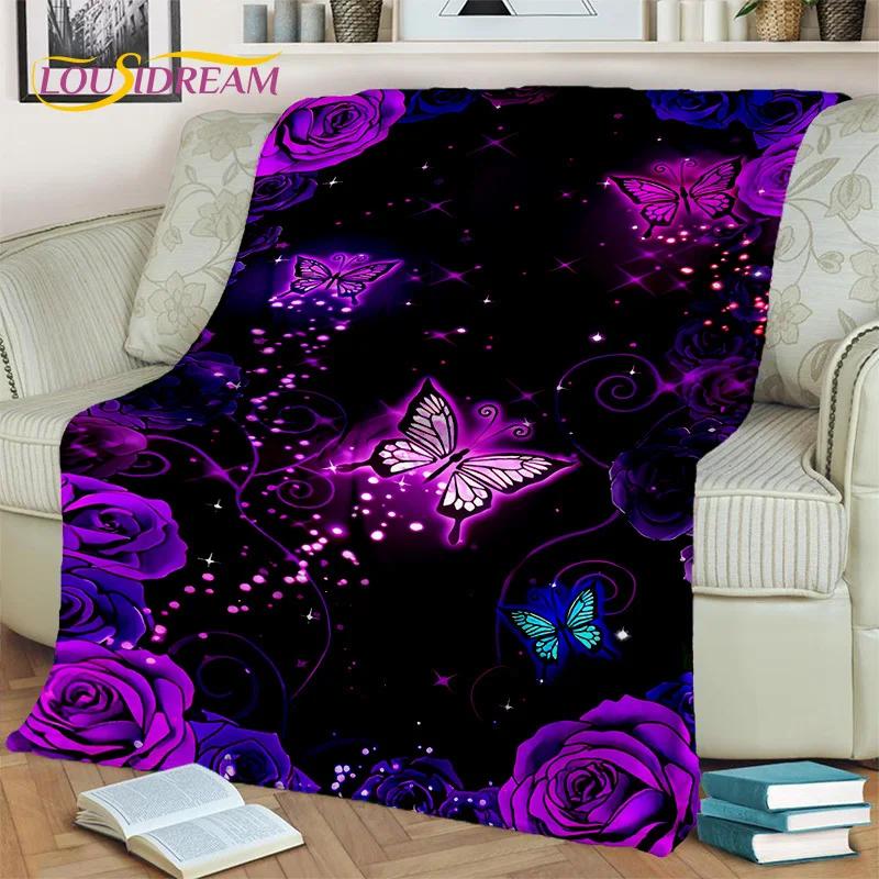 Dream Butterfly Flower Cartoon Blanket,Soft Throw Blanket for Home Bedroom Bed Sofa Picnic Travel Office Rest Nap Cover Blanket