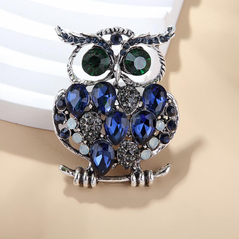 Fashion Vintage Rhinestone Lovely Owl Brooches For Women Clothing Coat Jewelry Accessries Gifts