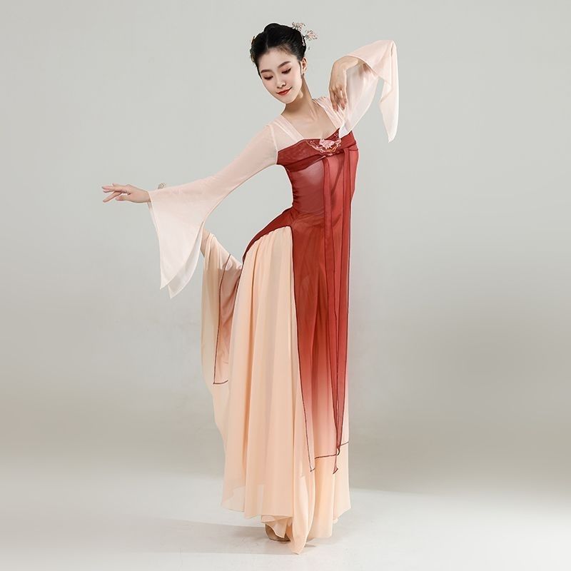 Oblečení pro klasický tanec pro ženy, Dlouhé šaty, Pohádkové cvičební oblečení, Taneční oblečení s čínskými prvky
