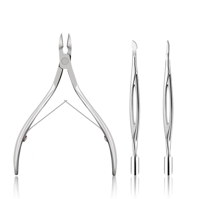 

Набор из 3 предметов: средство для удаления кожицы, ножницы для кутикулы, экстратонкие изогнутые маникюрные кусачки, кусачки для кутикулы, пушер для ногтей, кусачки для ногтей на ногах серебряный